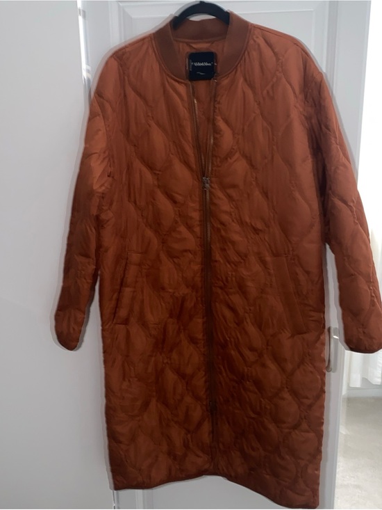 Everlane Jackets & Blazers - Everlane ReNew Long Liner Quilted Jacket Women’s Medium MIDI Rust Brown Tawny
